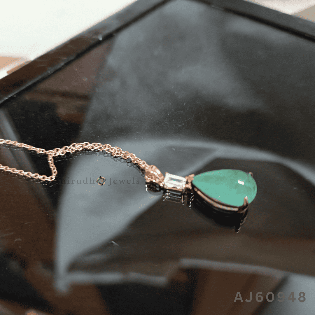 Garden Light Precious Emerald Pendant By Anirudh Jewels