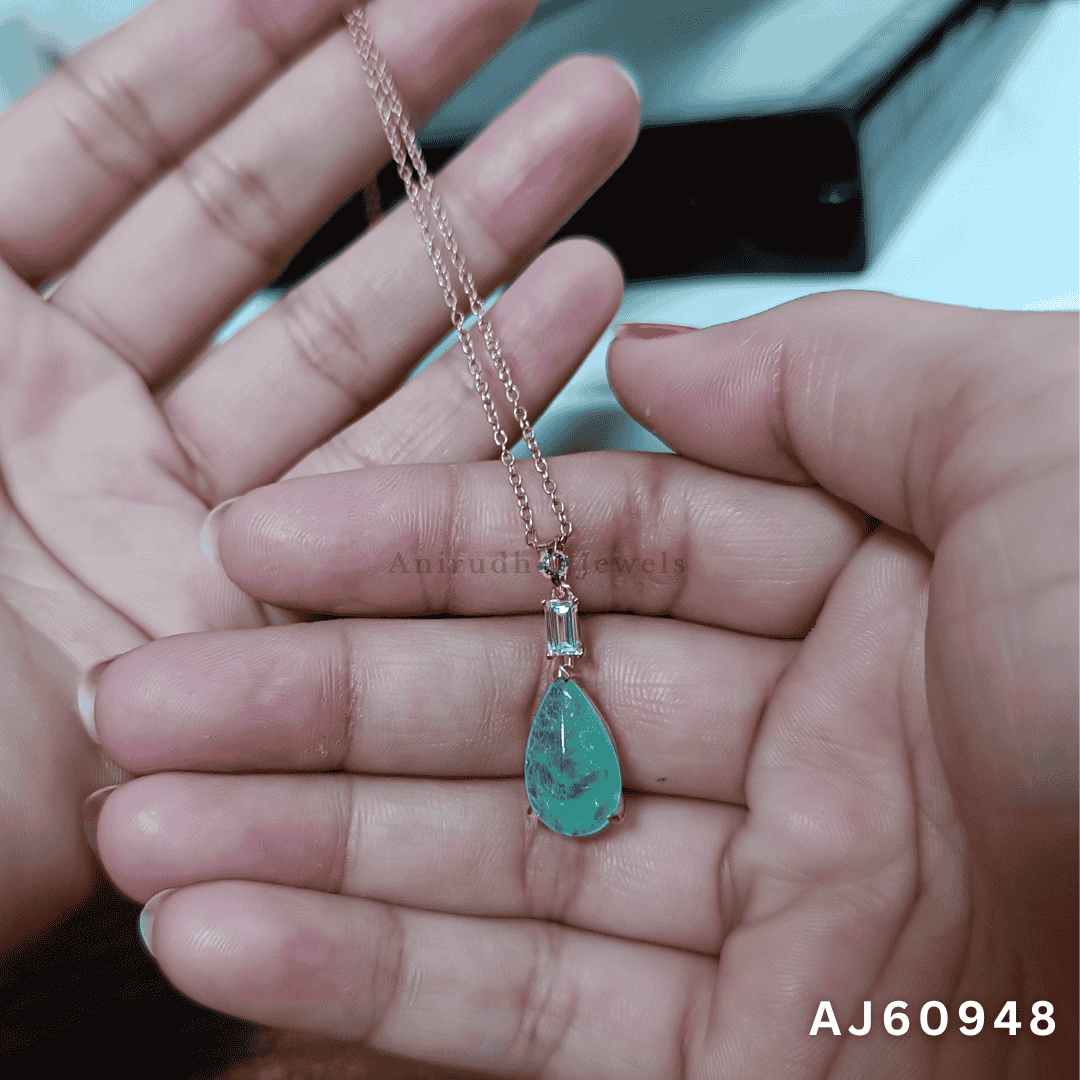 Garden Light Precious Emerald Pendant By Anirudh Jewels