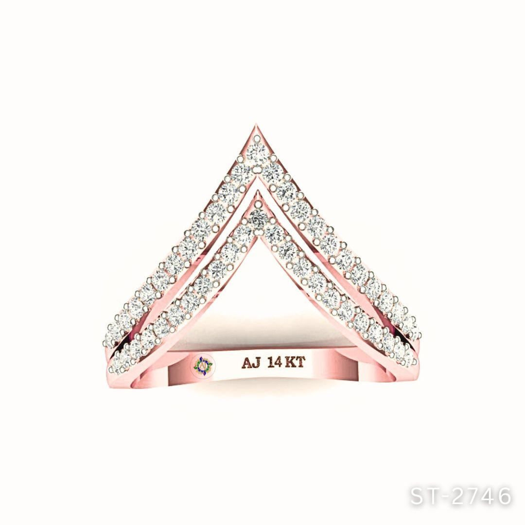 Double Layered Chevron Diamond Ring by Anirudh Jewels