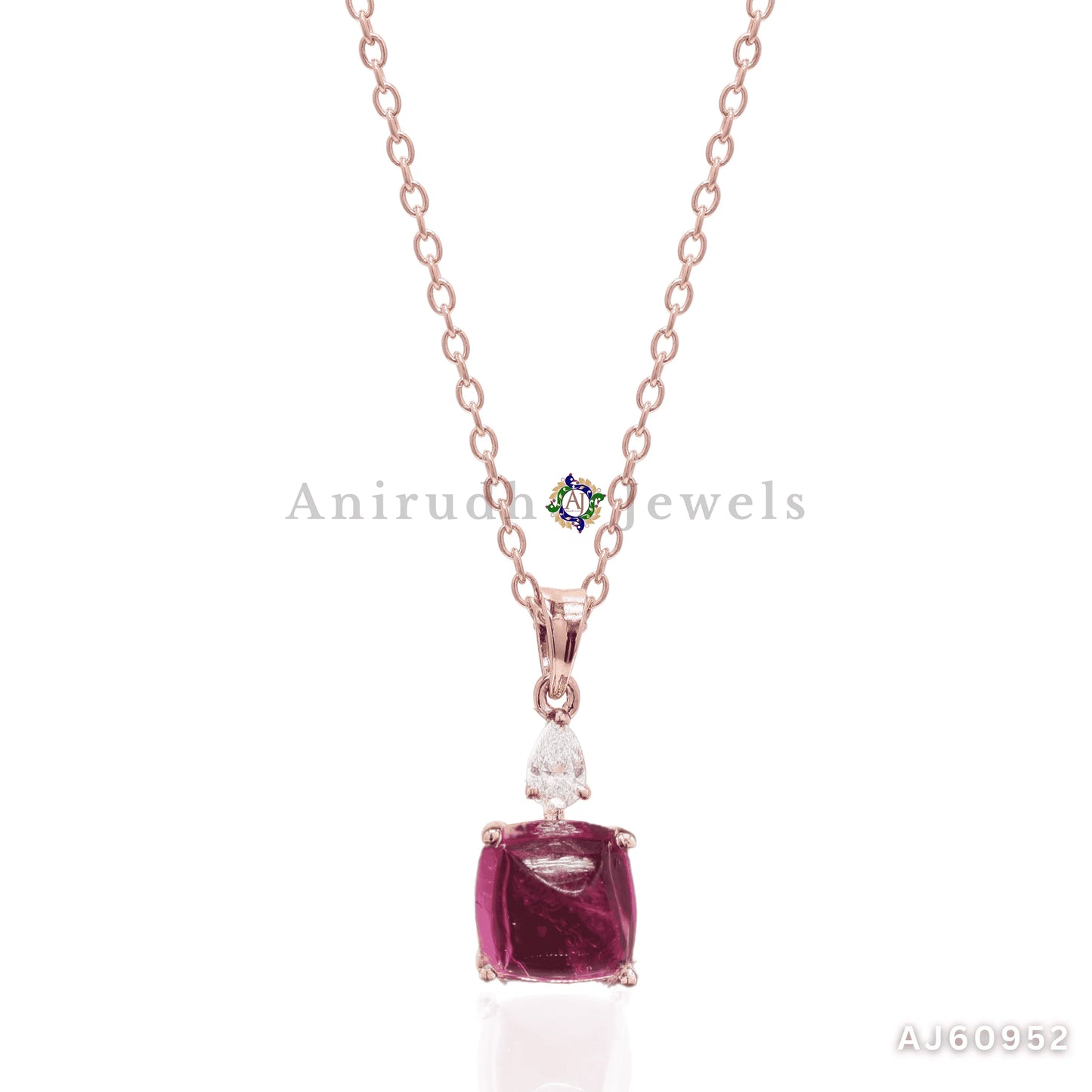 Elegant Ruby and Diamond Pendant By Anirudh Jewels - Anirudh Jewels