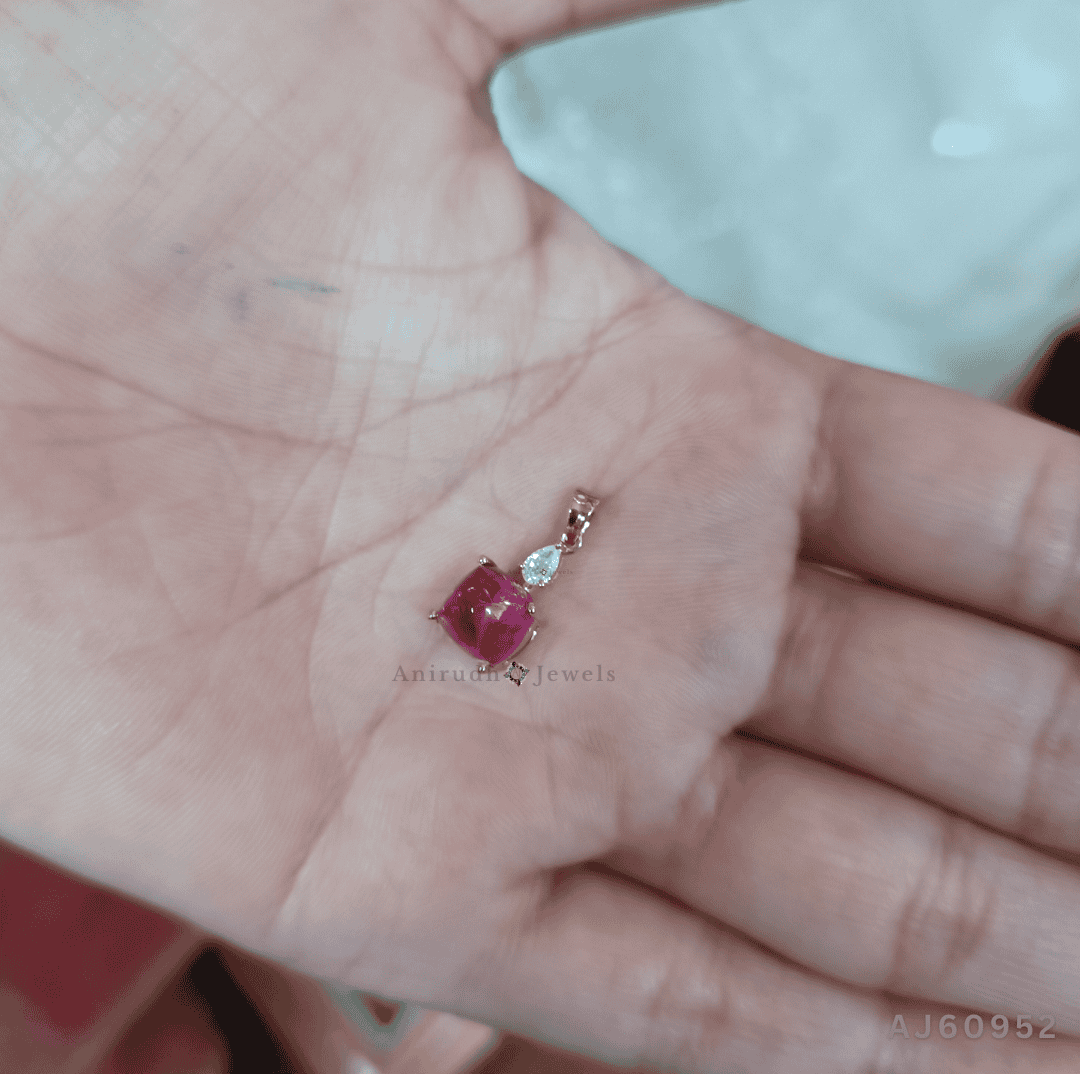 Elegant Ruby and Diamond Pendant By Anirudh Jewels