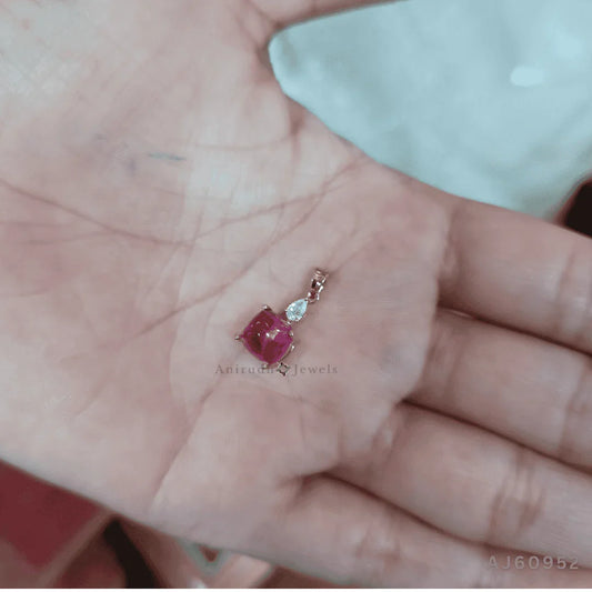 Elegant Ruby and Diamond Pendant By Anirudh Jewels - Anirudh Jewels