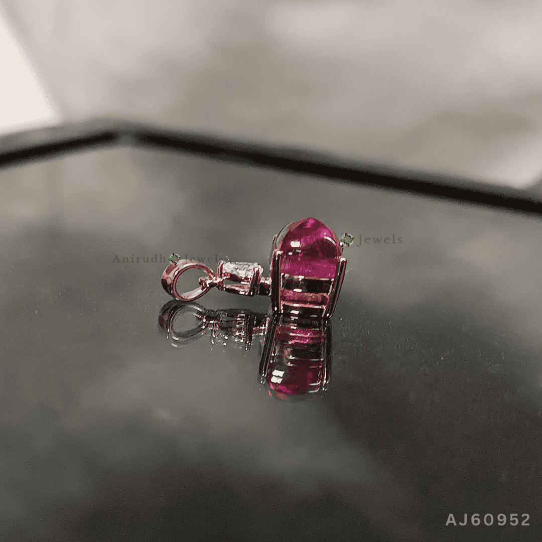 Elegant Ruby and Diamond Pendant By Anirudh Jewels