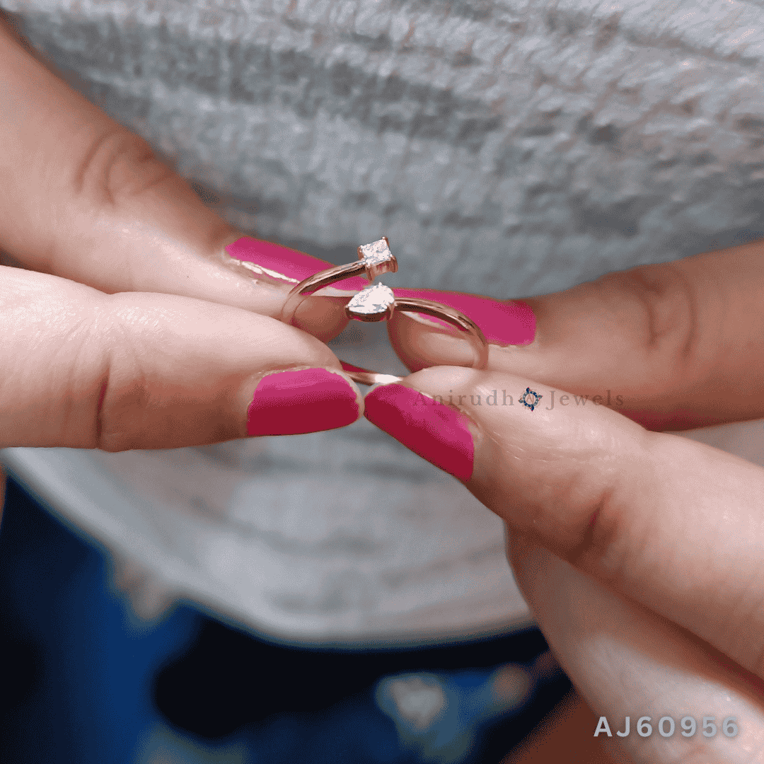 Pear & Princess Cut Open Diamond Ring By Anirudh Jewels