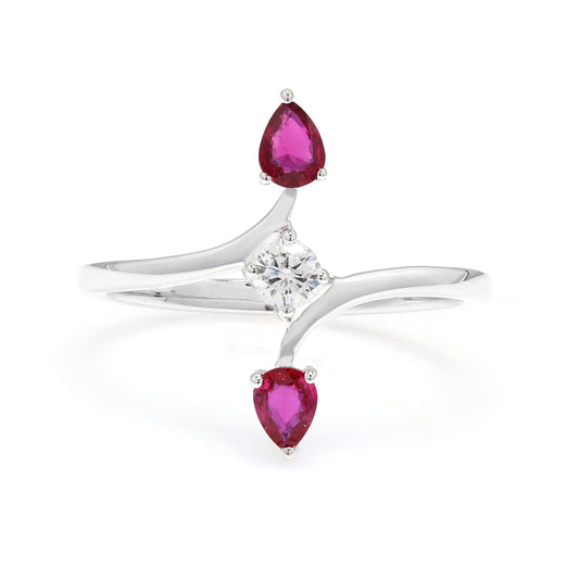 Pear Ruby With Diamonds Wrap Ring 14k Gold Anirudh Jewels