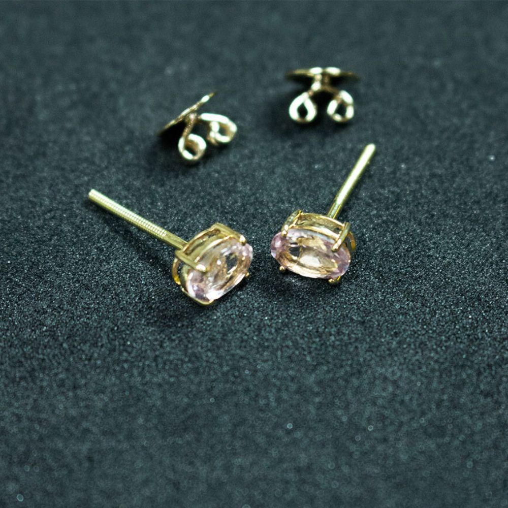 Yellow Gold Bezel-Set Tourmaline Stud Earrings