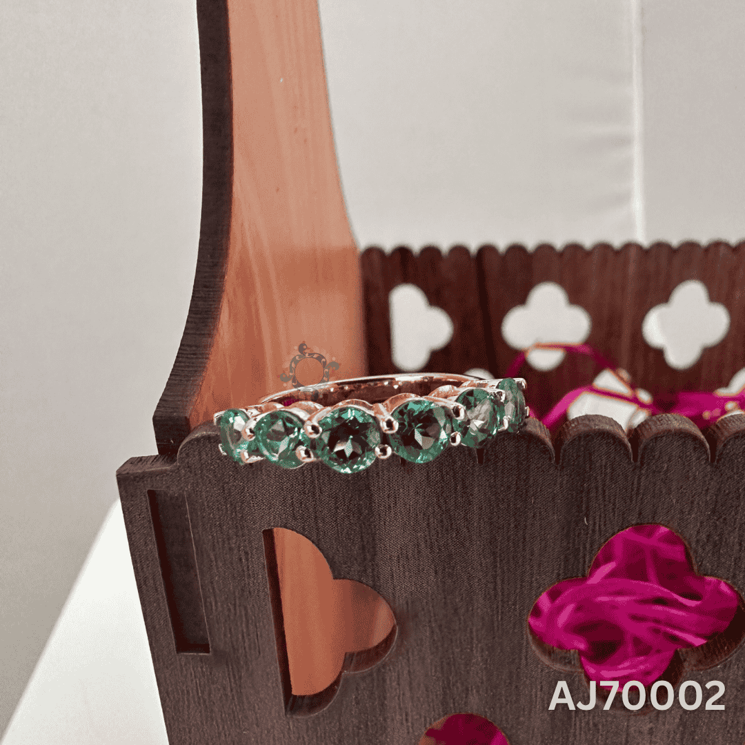Verdant Shine Half Eternity Ring By Anirudh Jewels
