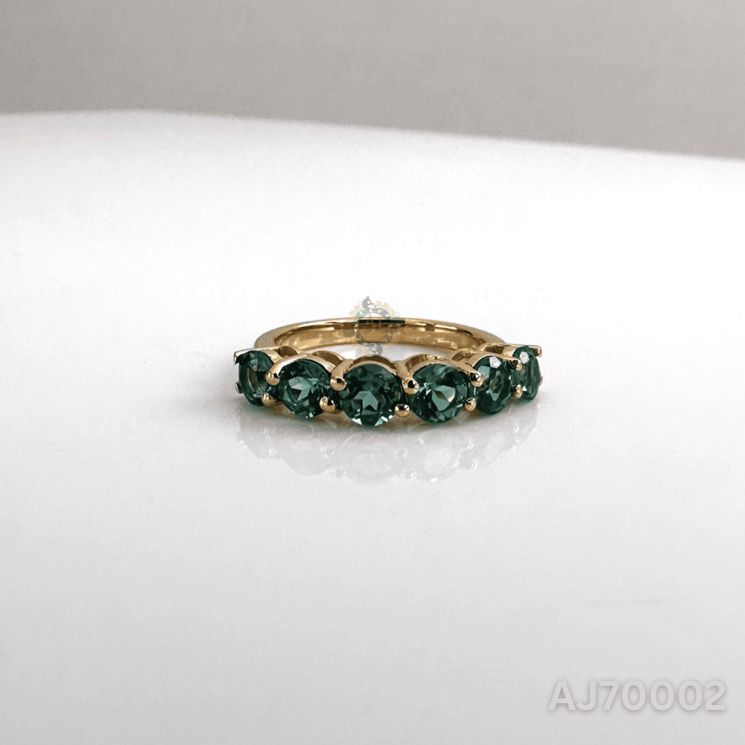 Verdant Shine Half Eternity Ring By Anirudh Jewels