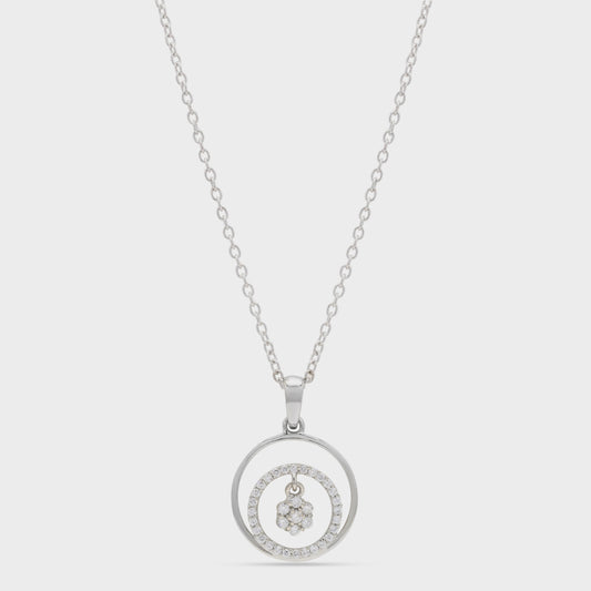 Dainty Double Circle Diamond Pendant Necklace