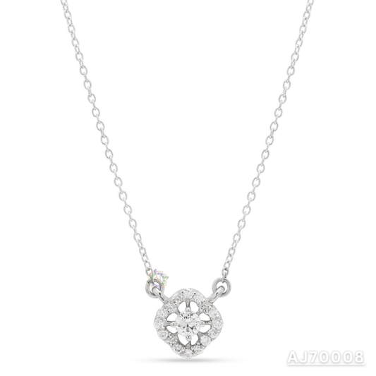 Dainty Diamond Halo Gold Pendant Necklace by Anirudh Jewels