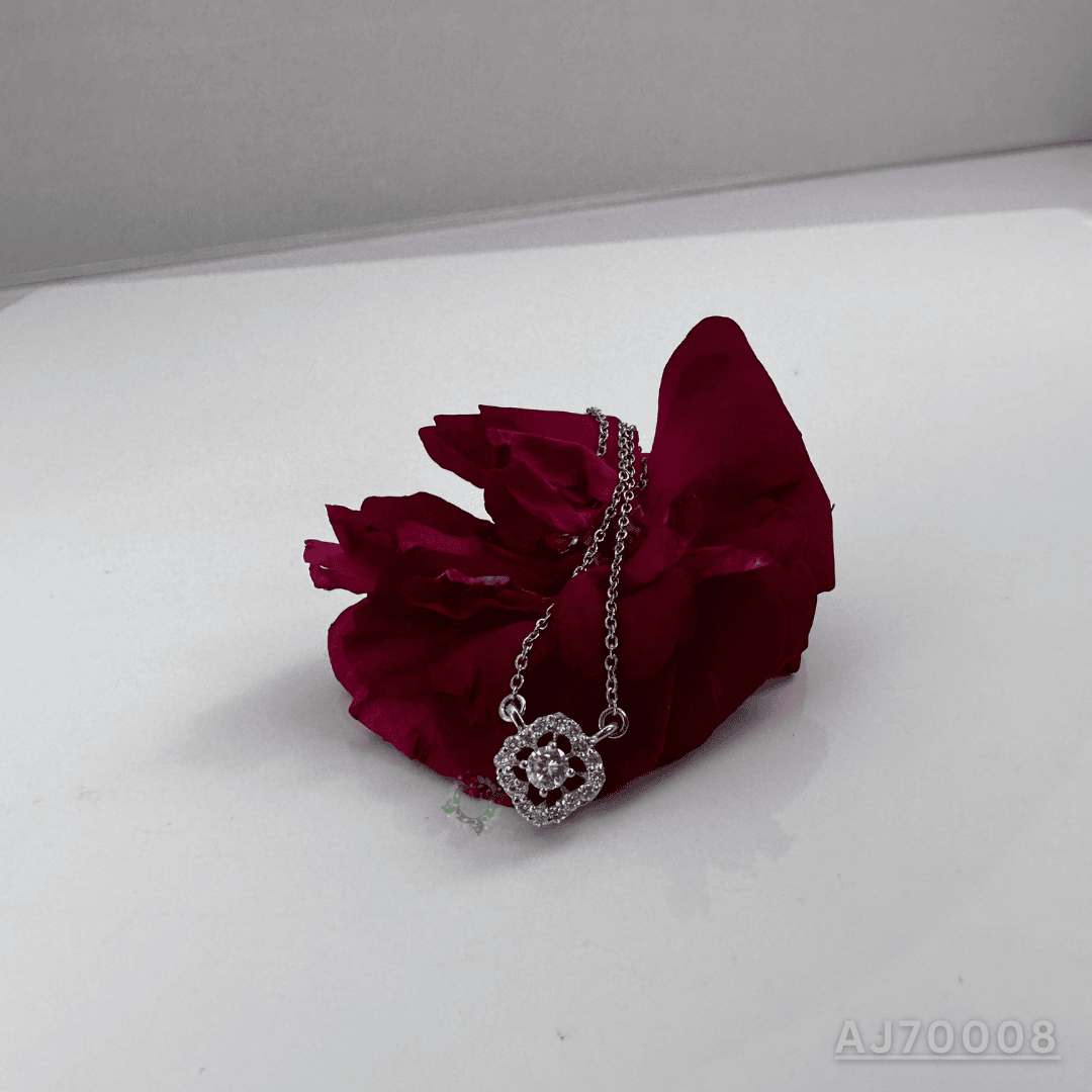 Floral Diamond Halo Pendant By Anirudh Jewels