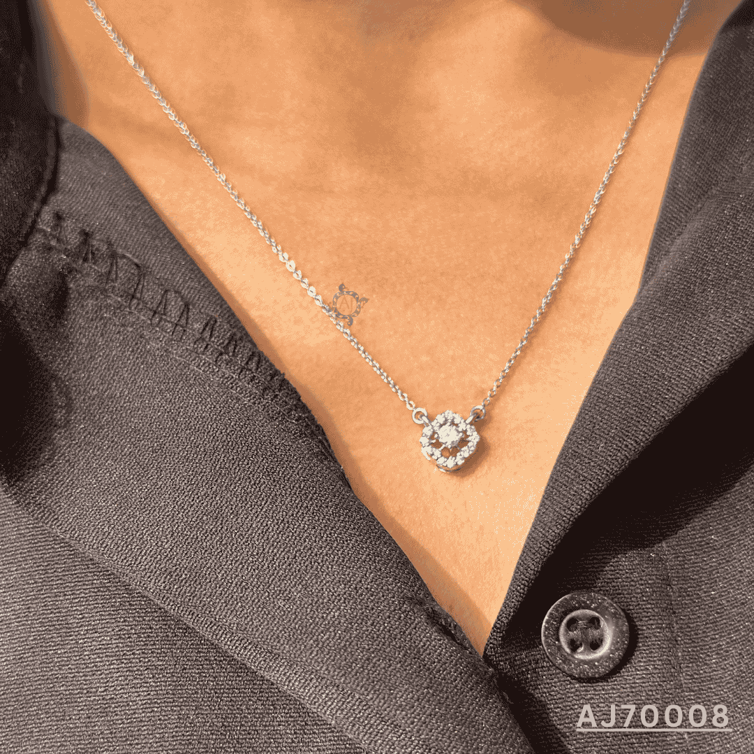 Floral Diamond Halo Pendant By Anirudh Jewels