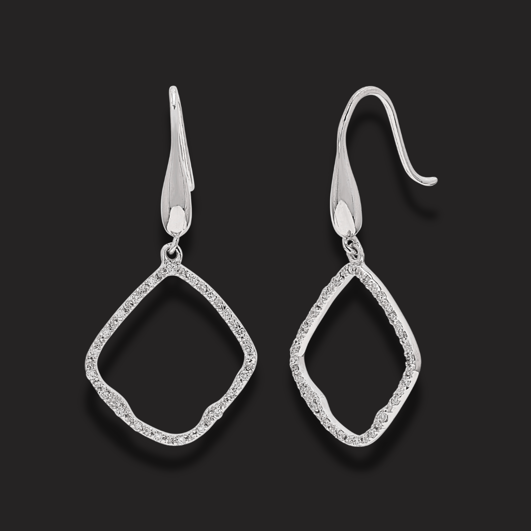 Petite Wave Diamond Drop Earrings by Anirudh Jewels