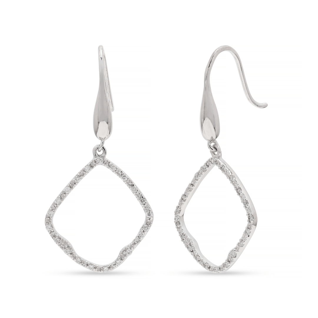 Petite Wave Diamond Drop Earrings by Anirudh Jewels