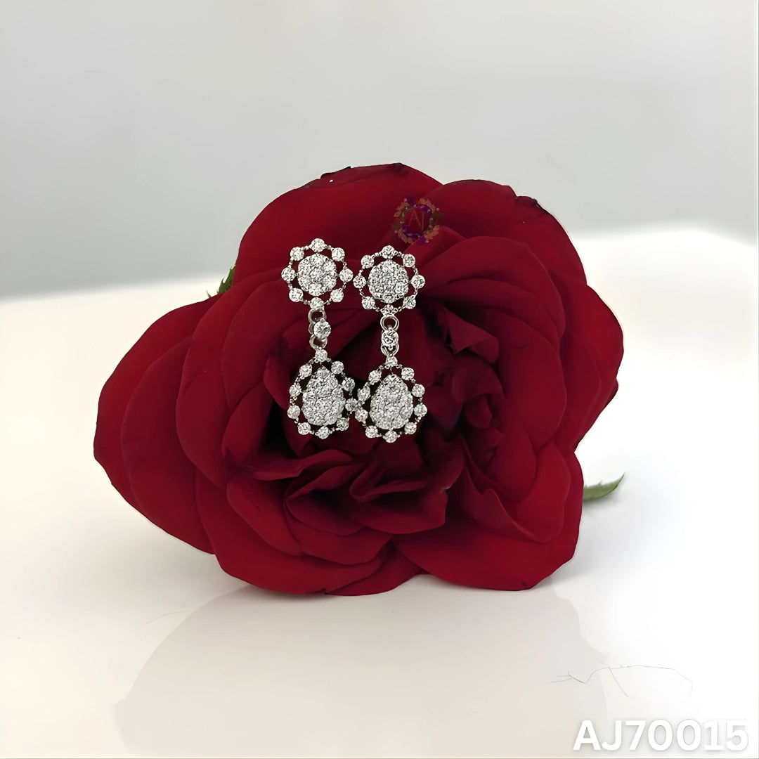 Dainty White Gold Dangle Drop Earrings By Anirudh Jewels