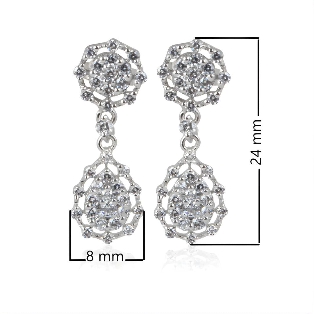 Dainty White Gold Dangle Drop Earrings By Anirudh Jewels