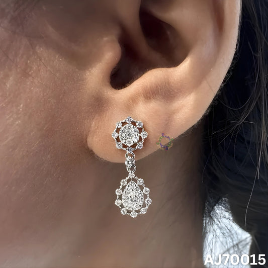 Dainty White Gold Dangle Drop Earrings By Anirudh Jewels