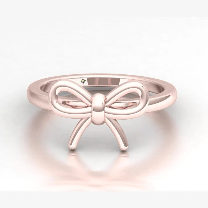Minimalist Golden Bow Ring By Anirudh Jewels
