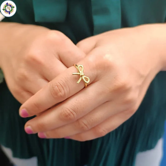 Minimalist Golden Bow Ring By Anirudh Jewels