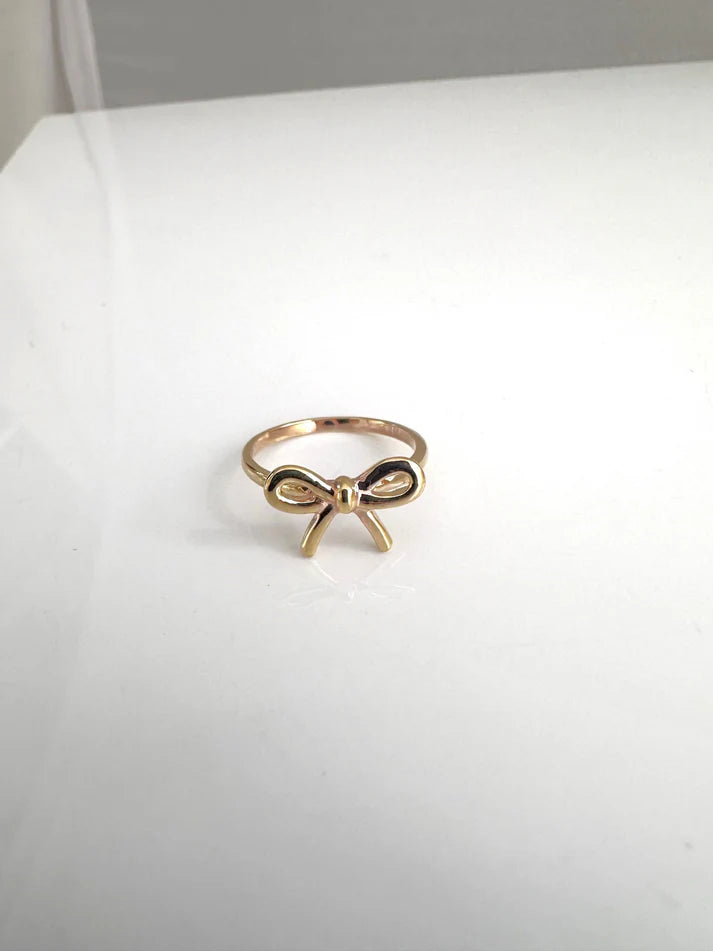 Minimalist Golden Bow Ring By Anirudh Jewels