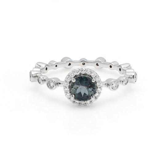Blue Toapz & Diamond Engagement Ring 14K Gold