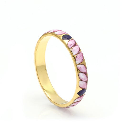 Marquise Enamel Fill Gold Ring In 14k Yellow