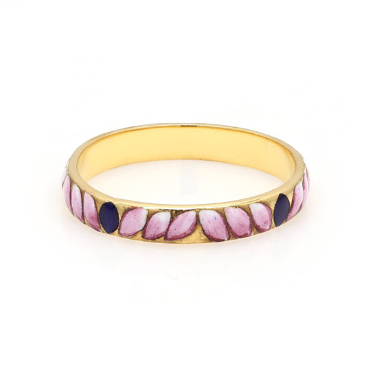 Marquise Enamel Fill Gold Ring In 14k Yellow