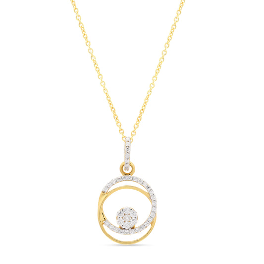 Natural Diamond Gold Open Circle Pendant Necklace