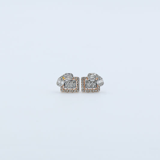 Diamond & Mixed-Cut Architectural Stud Earrings