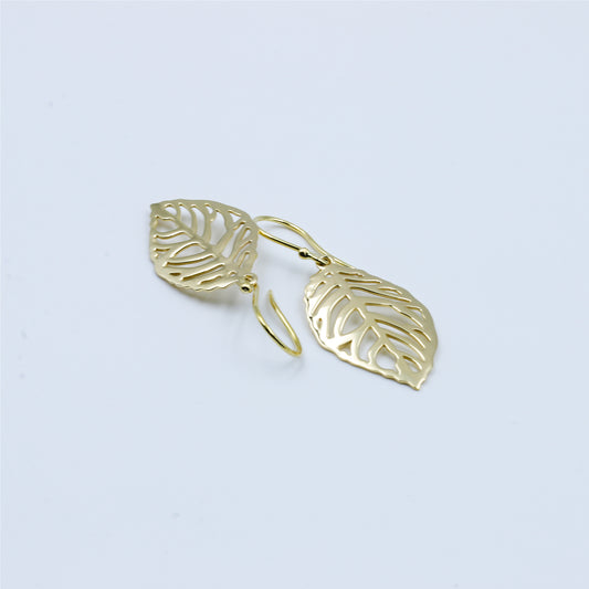 14K Gold Filigree Plume Drop Earrings