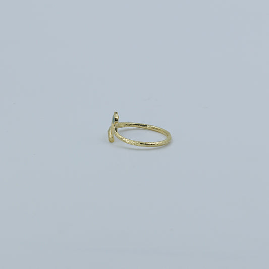 Yellow Gold Simple Bypass Ring with Gemstone Accents
