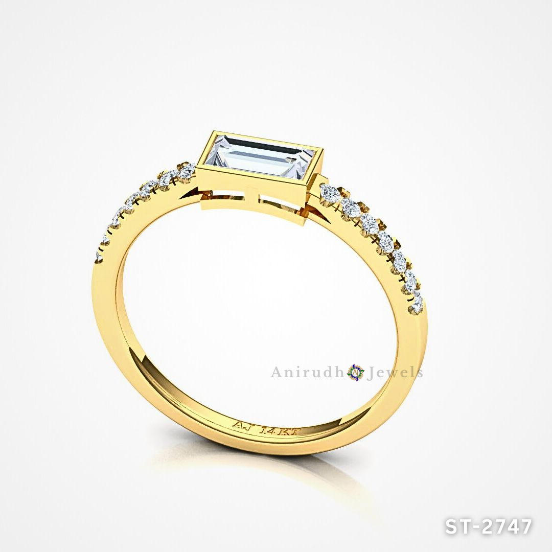 Timeless Baguette Diamond Stacking Ring by Anirudh Jewels