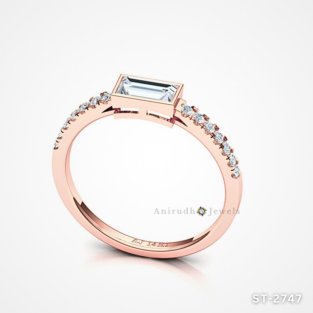 Timeless Baguette Diamond Stacking Ring by Anirudh Jewels