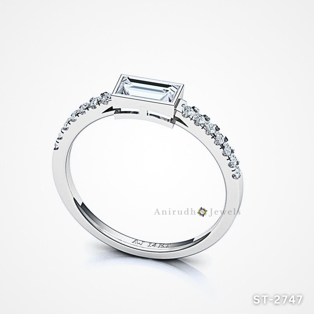 Timeless Baguette Diamond Stacking Ring by Anirudh Jewels