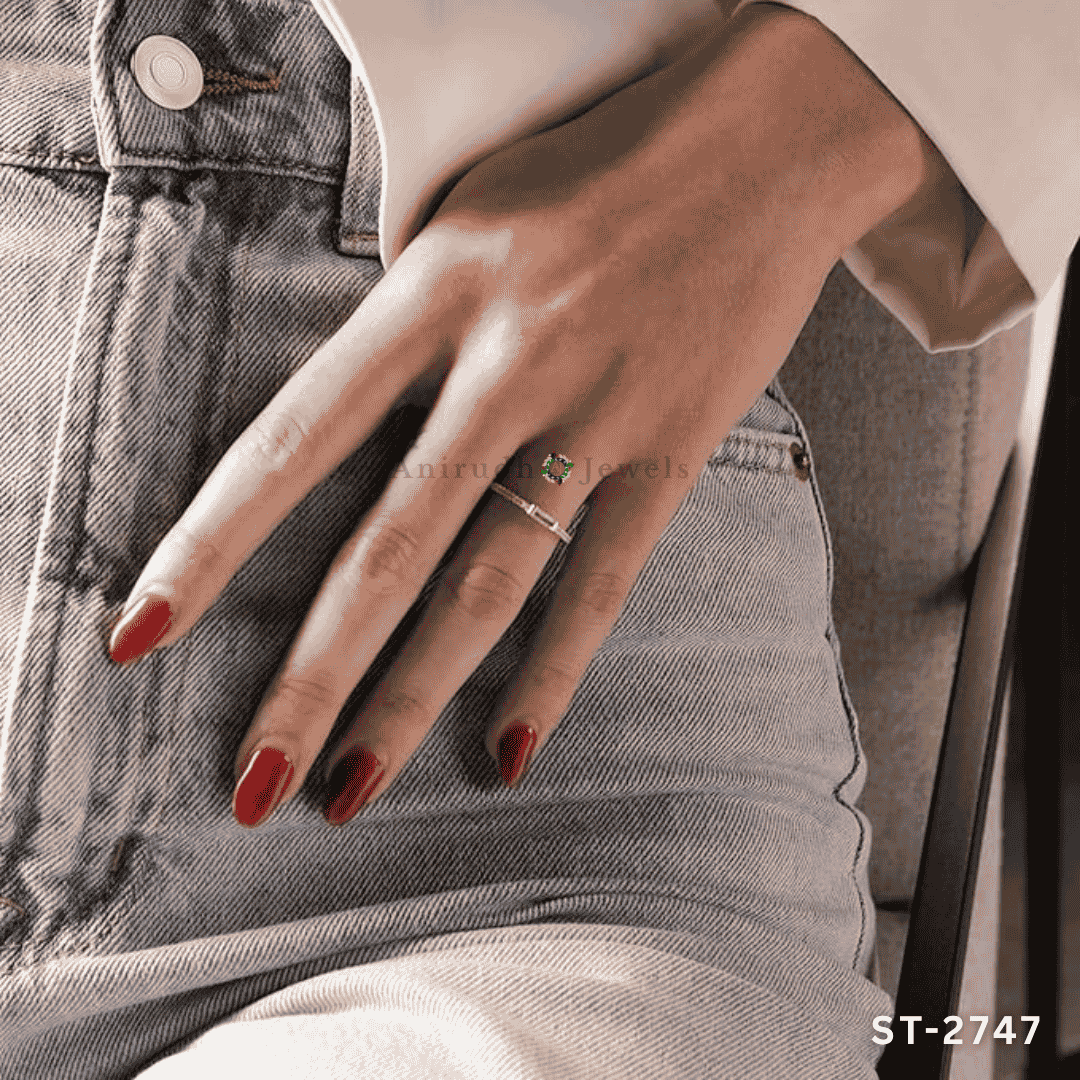 Timeless Baguette Diamond Stacking Ring by Anirudh Jewels