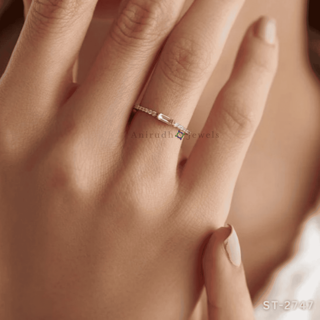 Timeless Baguette Diamond Stacking Ring by Anirudh Jewels