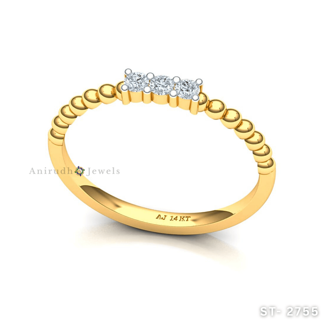 Handcrafted Beaded Finish Diamond Ring By Anirudh Jewels