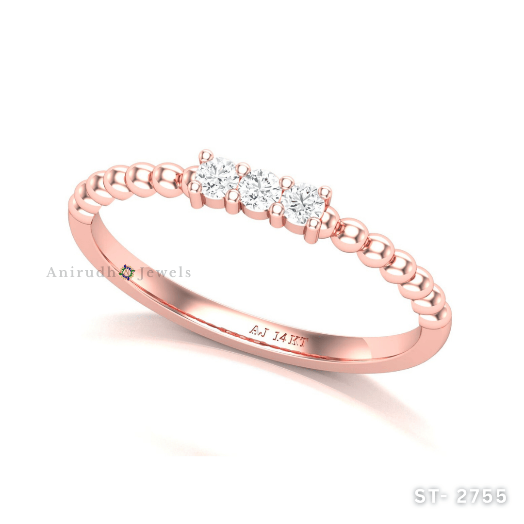 Handcrafted Beaded Finish Diamond Ring By Anirudh Jewels