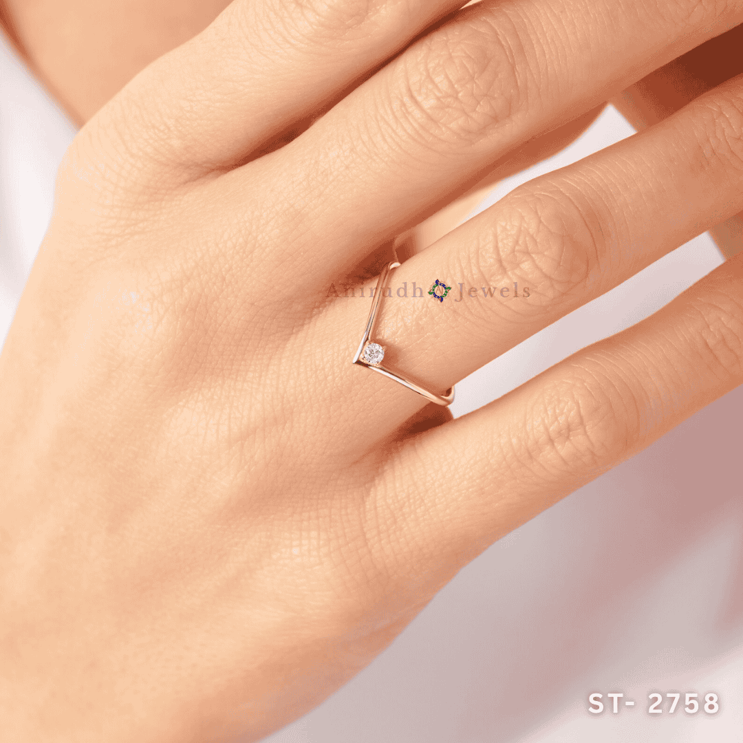 Graceful V Diamond Ring by Anirudh Jewels