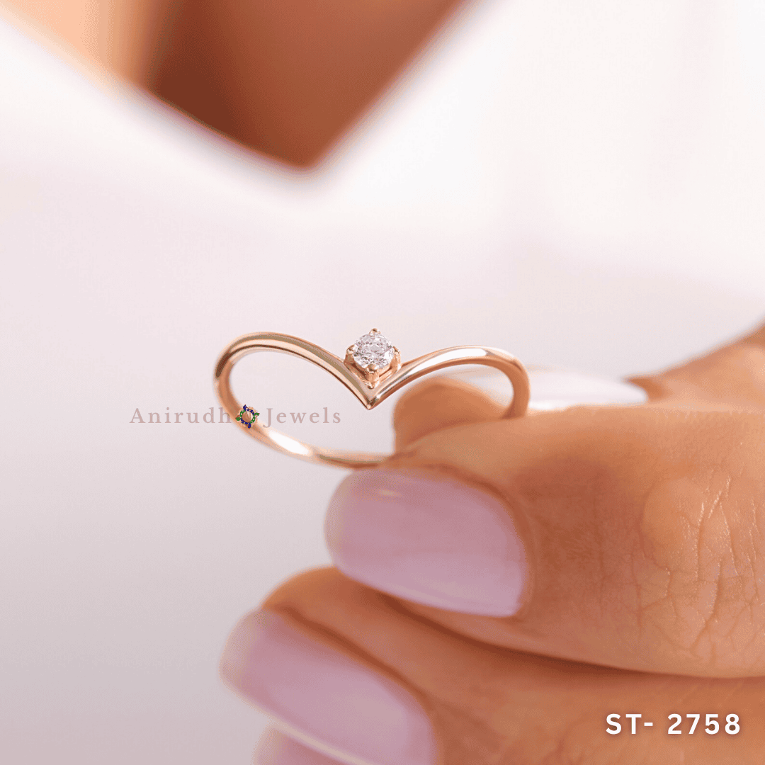 Graceful V Diamond Ring by Anirudh Jewels