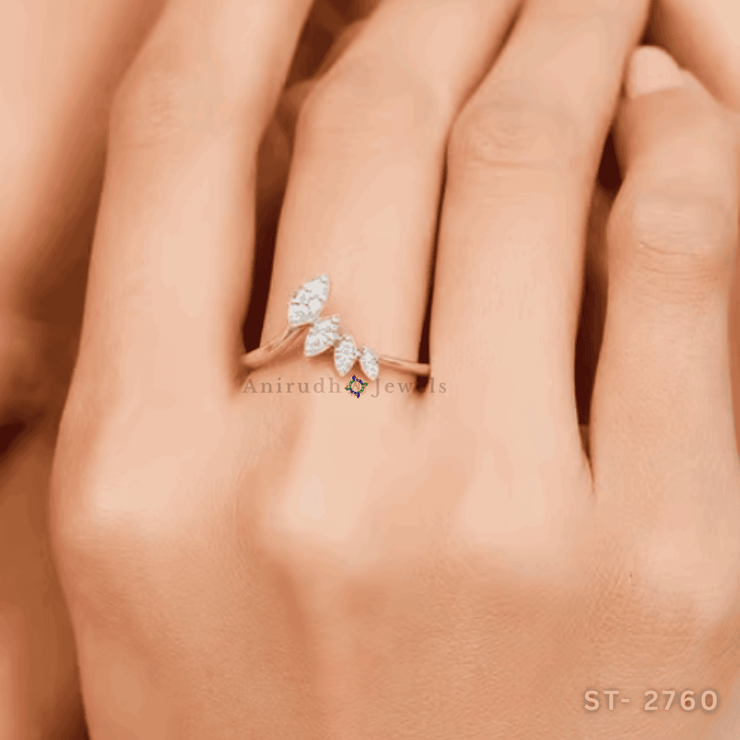 Cluster Leaf Aura Ring by Anirudh Jewels