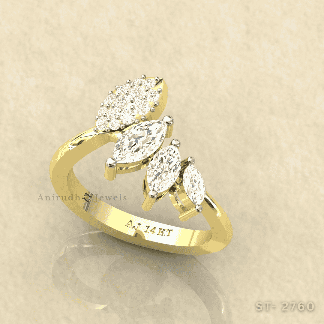 Cluster Leaf Aura Ring by Anirudh Jewels