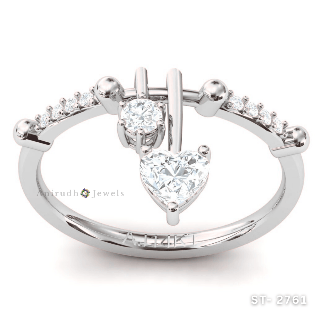 Heart Drop Diamond Ring by Anirudh Jewels.