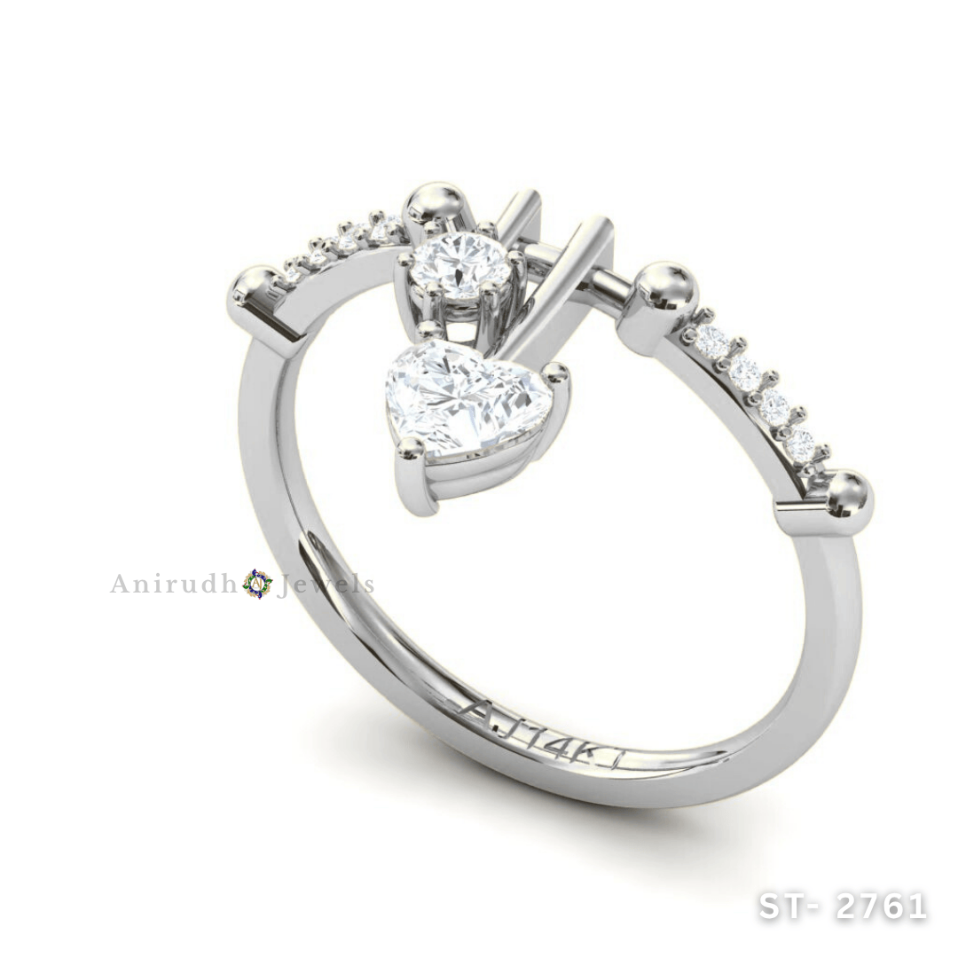Heart Drop Diamond Ring by Anirudh Jewels.