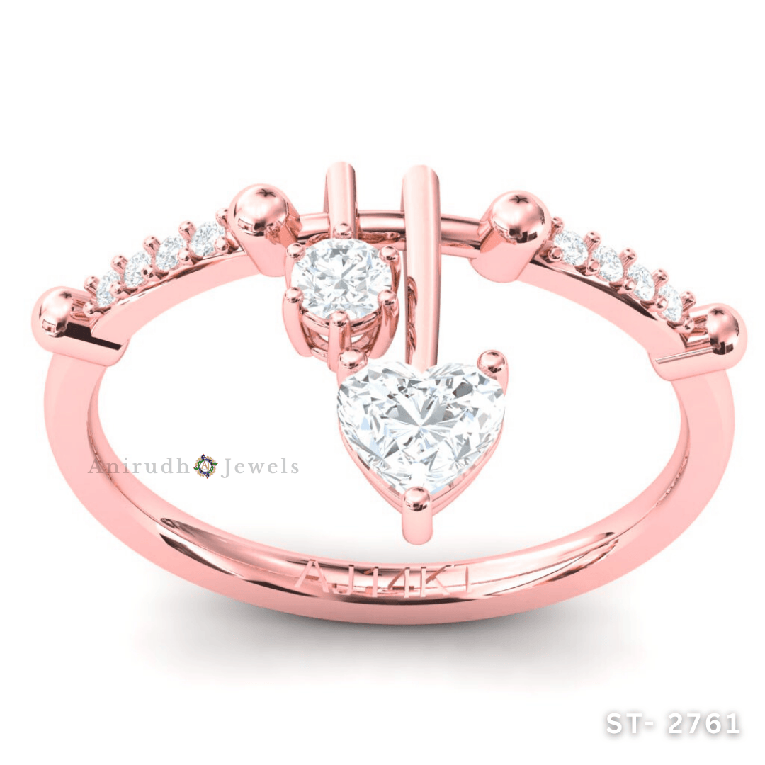Heart Drop Diamond Ring by Anirudh Jewels.