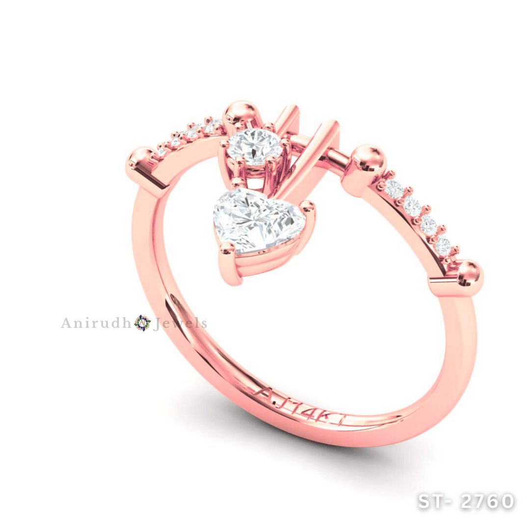 Heart Drop Diamond Ring by Anirudh Jewels.