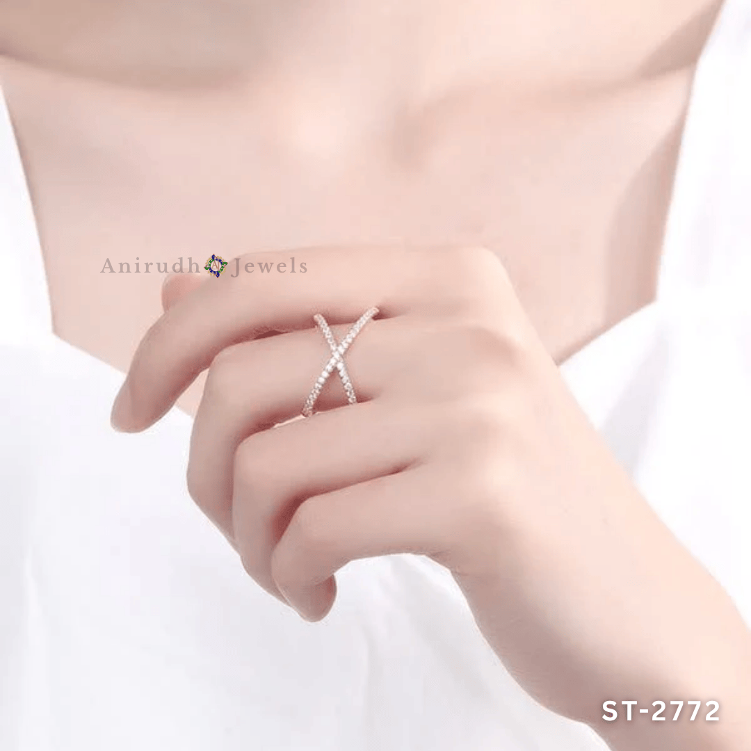 Diamond Loop Crossover Ring by Anirudh Jewels
