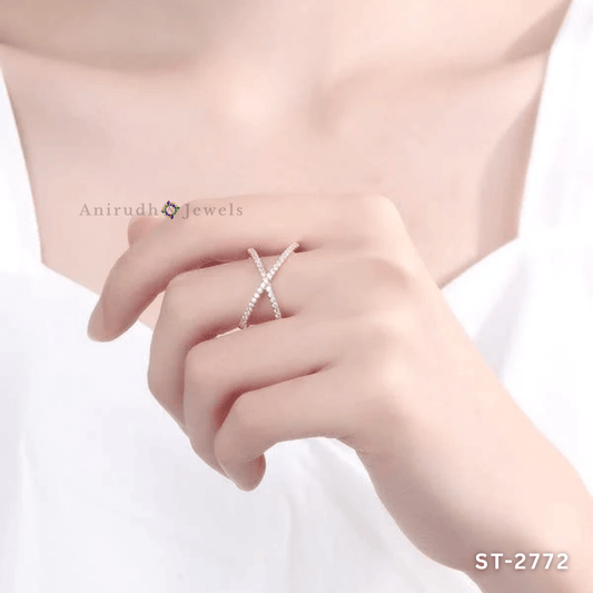 Diamond Loop Crossover Ring by Anirudh Jewels