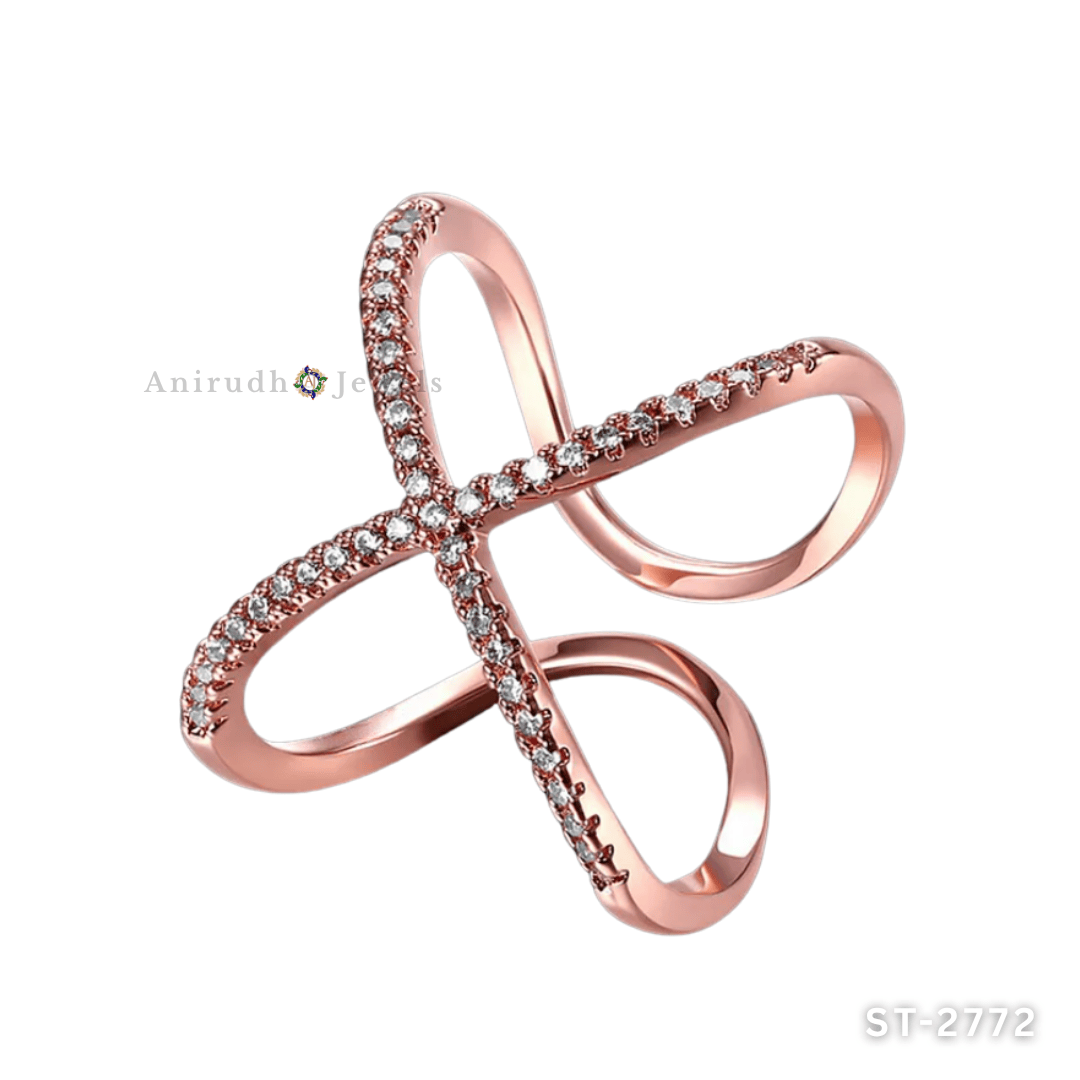 Diamond Loop Crossover Ring by Anirudh Jewels