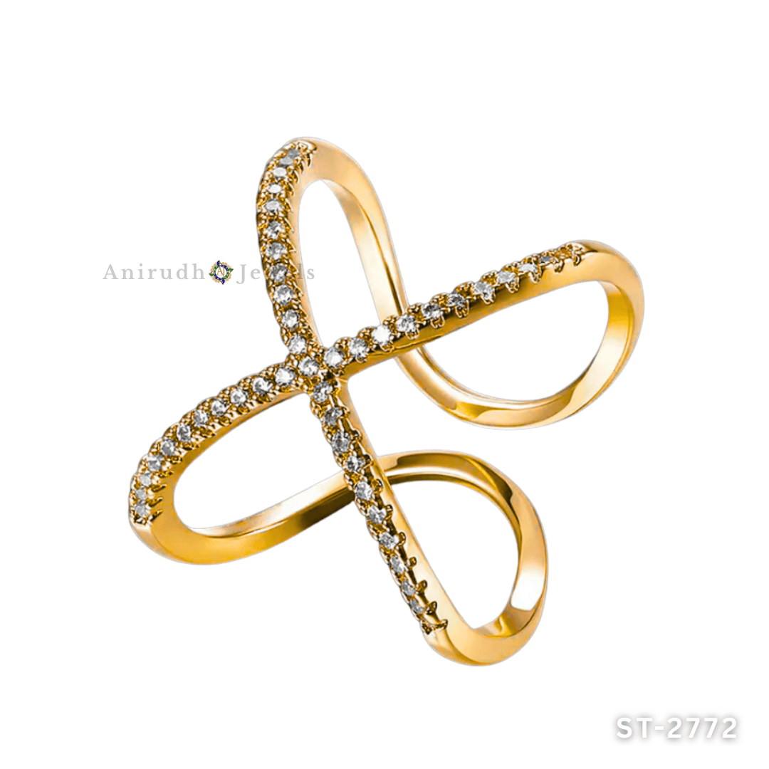 Diamond Loop Crossover Ring by Anirudh Jewels